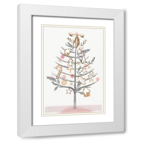 Ginger Bread Tree I  White Modern Wood Framed Art Print with Double Matting by PI Studio