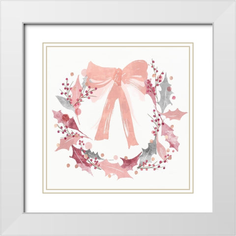 Blushing Wreath White Modern Wood Framed Art Print with Double Matting by PI Studio