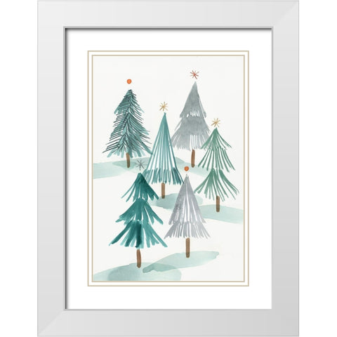 Ornament Tree I  White Modern Wood Framed Art Print with Double Matting by PI Studio