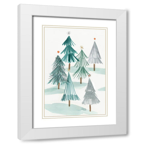 Ornament Tree II  White Modern Wood Framed Art Print with Double Matting by PI Studio