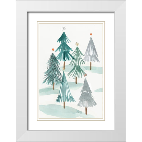 Ornament Tree II  White Modern Wood Framed Art Print with Double Matting by PI Studio