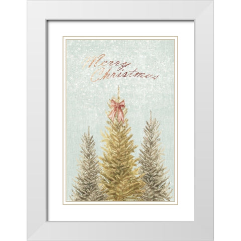 Evergreen Christmas  White Modern Wood Framed Art Print with Double Matting by PI Studio