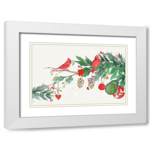 Christmas Birds I  White Modern Wood Framed Art Print with Double Matting by PI Studio