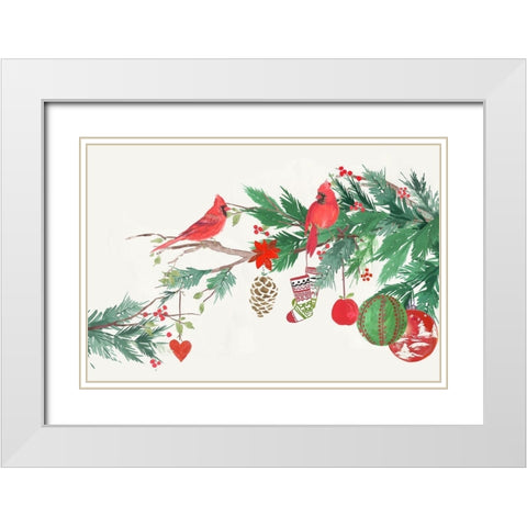 Christmas Birds I  White Modern Wood Framed Art Print with Double Matting by PI Studio