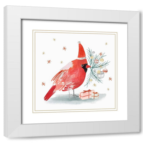 Red Cardinal I  White Modern Wood Framed Art Print with Double Matting by PI Studio