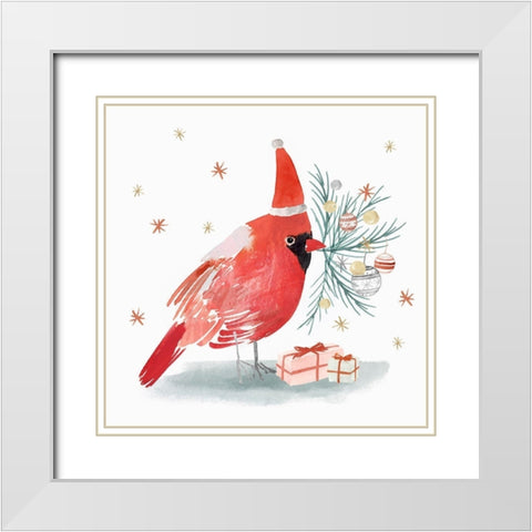 Red Cardinal I  White Modern Wood Framed Art Print with Double Matting by PI Studio