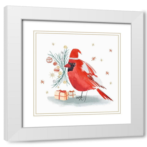 Red Cardinal II  White Modern Wood Framed Art Print with Double Matting by PI Studio