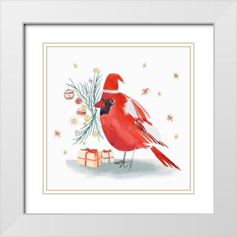 Red Cardinal II  White Modern Wood Framed Art Print with Double Matting by PI Studio