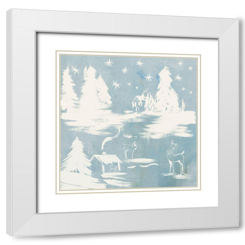 Frosty Village  White Modern Wood Framed Art Print with Double Matting by PI Studio