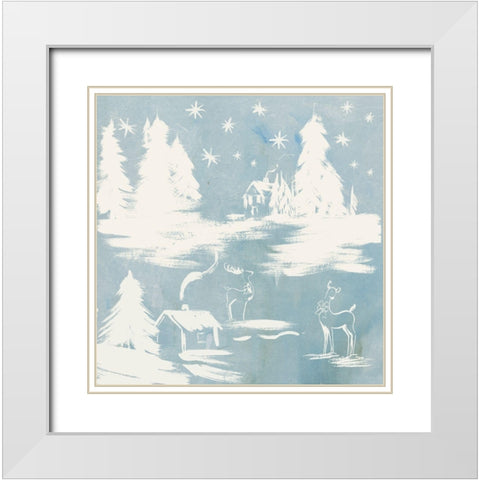 Frosty Village  White Modern Wood Framed Art Print with Double Matting by PI Studio