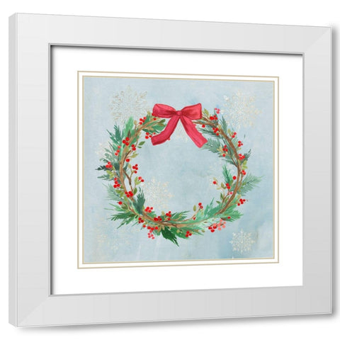 Christmas Wreath  White Modern Wood Framed Art Print with Double Matting by PI Studio