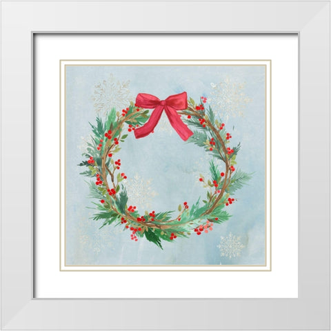 Christmas Wreath  White Modern Wood Framed Art Print with Double Matting by PI Studio