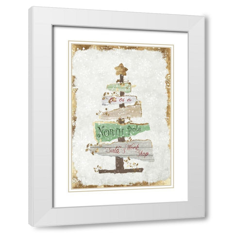 Golden Christmas Tree  White Modern Wood Framed Art Print with Double Matting by PI Studio