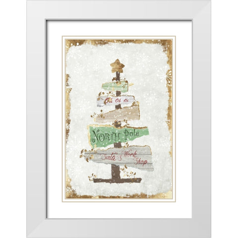 Golden Christmas Tree  White Modern Wood Framed Art Print with Double Matting by PI Studio