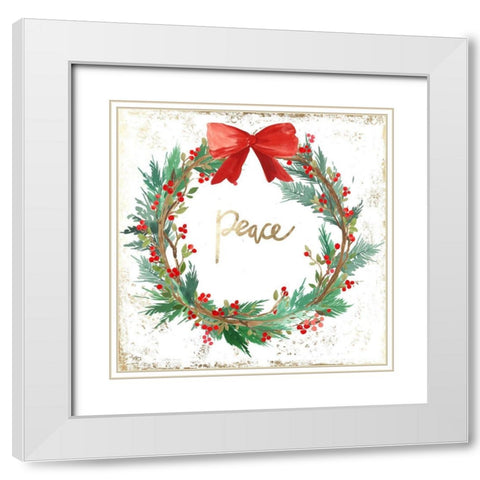 Peace Wreath  White Modern Wood Framed Art Print with Double Matting by PI Studio
