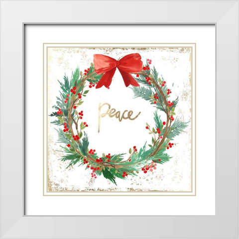 Peace Wreath  White Modern Wood Framed Art Print with Double Matting by PI Studio