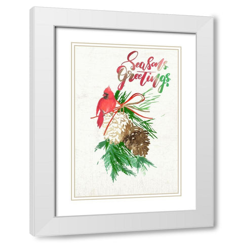 Seasons Greetings  White Modern Wood Framed Art Print with Double Matting by PI Studio