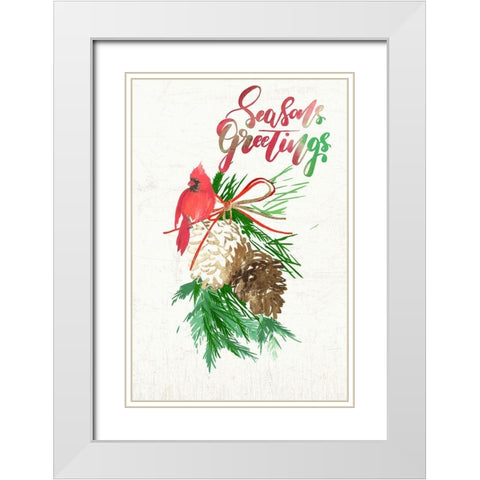 Seasons Greetings  White Modern Wood Framed Art Print with Double Matting by PI Studio