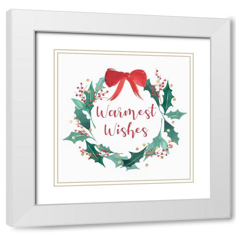 Warnest Wishes Wreath  White Modern Wood Framed Art Print with Double Matting by PI Studio