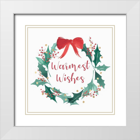 Warnest Wishes Wreath  White Modern Wood Framed Art Print with Double Matting by PI Studio