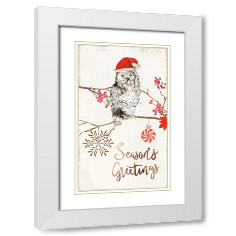 Christmas Owl II  White Modern Wood Framed Art Print with Double Matting by PI Studio