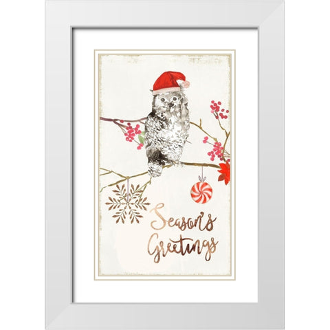 Christmas Owl II  White Modern Wood Framed Art Print with Double Matting by PI Studio