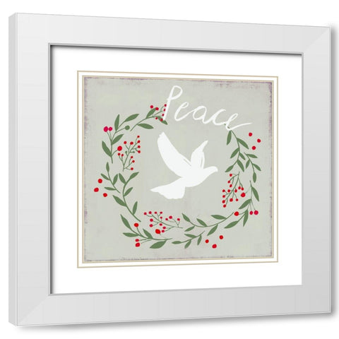 Peace Dove  White Modern Wood Framed Art Print with Double Matting by PI Studio