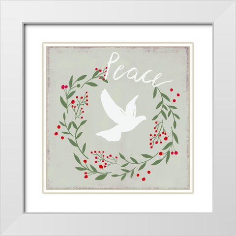 Peace Dove  White Modern Wood Framed Art Print with Double Matting by PI Studio