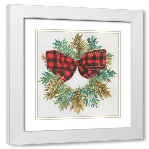 Bow Wreath  White Modern Wood Framed Art Print with Double Matting by PI Studio