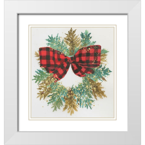 Bow Wreath  White Modern Wood Framed Art Print with Double Matting by PI Studio