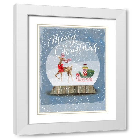 Holiday Snow Globe I  White Modern Wood Framed Art Print with Double Matting by PI Studio