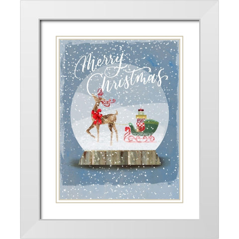 Holiday Snow Globe I  White Modern Wood Framed Art Print with Double Matting by PI Studio