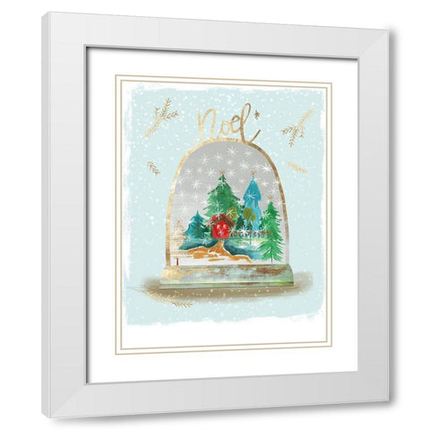 Holiday Snow Globe III  White Modern Wood Framed Art Print with Double Matting by PI Studio