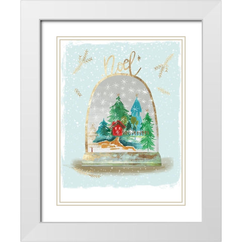 Holiday Snow Globe III  White Modern Wood Framed Art Print with Double Matting by PI Studio