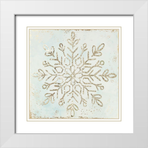 Glistening Snowflake I  White Modern Wood Framed Art Print with Double Matting by PI Studio