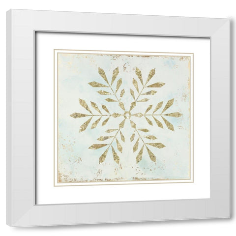 Glistening Snowflake II  White Modern Wood Framed Art Print with Double Matting by PI Studio