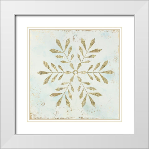 Glistening Snowflake II  White Modern Wood Framed Art Print with Double Matting by PI Studio