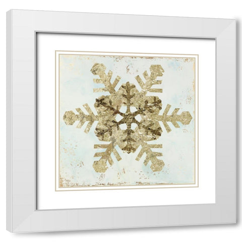 Glistening Snowflake IV White Modern Wood Framed Art Print with Double Matting by PI Studio