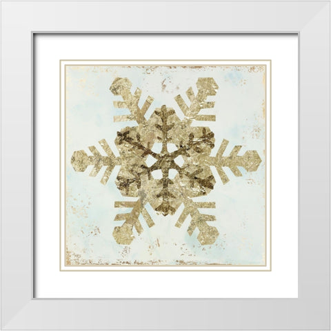 Glistening Snowflake IV White Modern Wood Framed Art Print with Double Matting by PI Studio