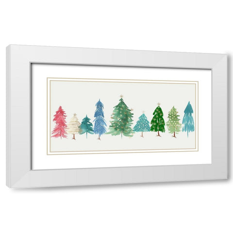 Christmas Trees  White Modern Wood Framed Art Print with Double Matting by PI Studio