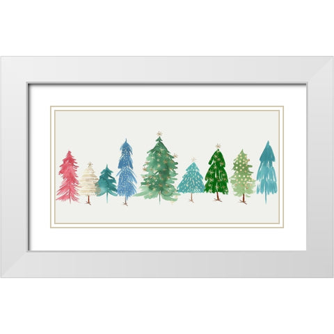 Christmas Trees  White Modern Wood Framed Art Print with Double Matting by PI Studio