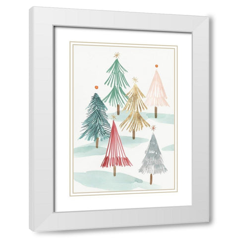 Christmas Trees I  White Modern Wood Framed Art Print with Double Matting by PI Studio