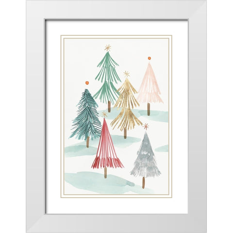 Christmas Trees I  White Modern Wood Framed Art Print with Double Matting by PI Studio