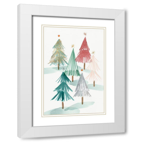 Christmas Trees II  White Modern Wood Framed Art Print with Double Matting by PI Studio