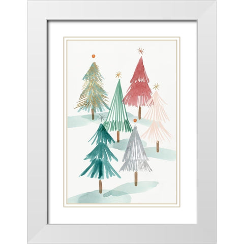 Christmas Trees II  White Modern Wood Framed Art Print with Double Matting by PI Studio