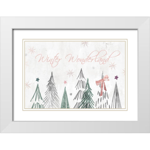 Walking in a Winter Wonderland  White Modern Wood Framed Art Print with Double Matting by PI Studio