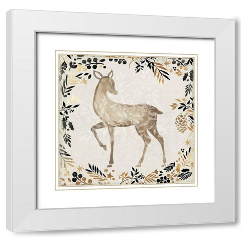 Prancer White Modern Wood Framed Art Print with Double Matting by PI Studio