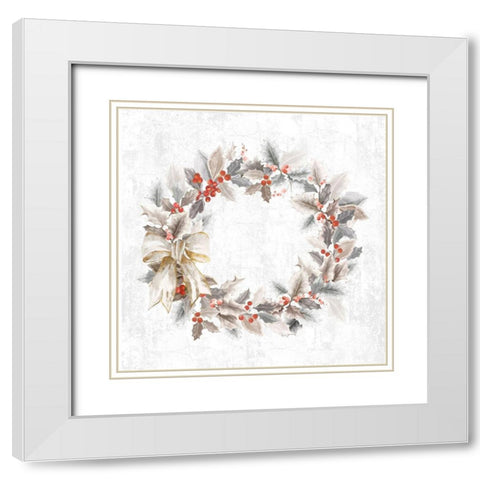 Traditional Wreath White Modern Wood Framed Art Print with Double Matting by PI Studio