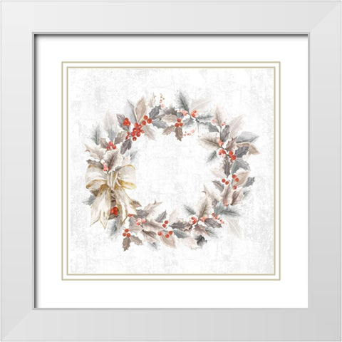 Traditional Wreath White Modern Wood Framed Art Print with Double Matting by PI Studio