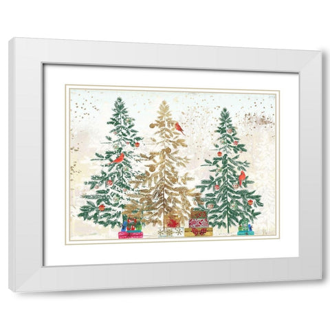 Three Christmas Trees  White Modern Wood Framed Art Print with Double Matting by PI Studio